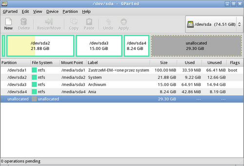 GParted: разметка диска с LiveCD