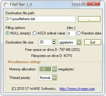 FileFiller - создайте искусственные файлы любого размера
