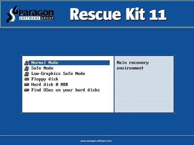 Paragon Rescue Kit Free: восстановление системы, файлов и разделов