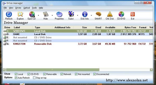 Управление дисками в приложении Drive Manager