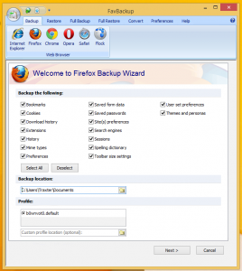 FavBackup - резервное копирование профиля веб-браузера