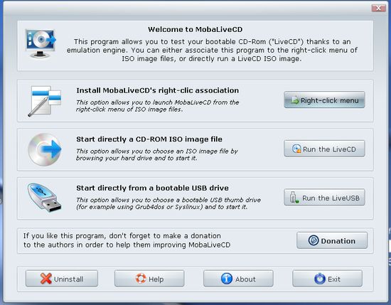 MobaLiveCD - работает LiveCD в Windows
