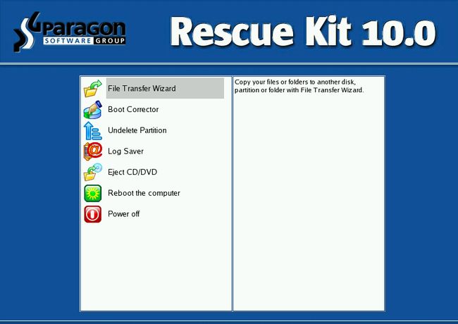 Paragon Rescue Kit Free: восстановление системы, файлов и разделов