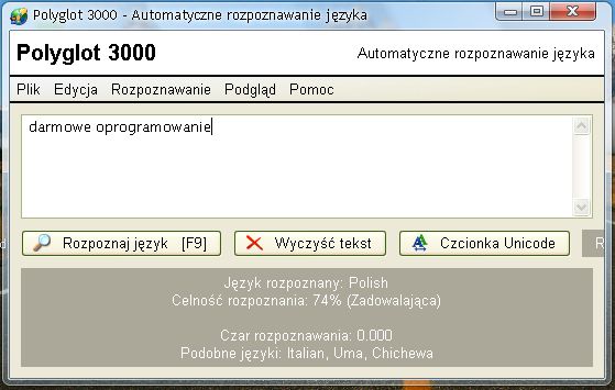 Идентификация языка документа в Полиглоте 3000
