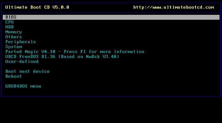 Ultimate Boot CD - диагностический диск