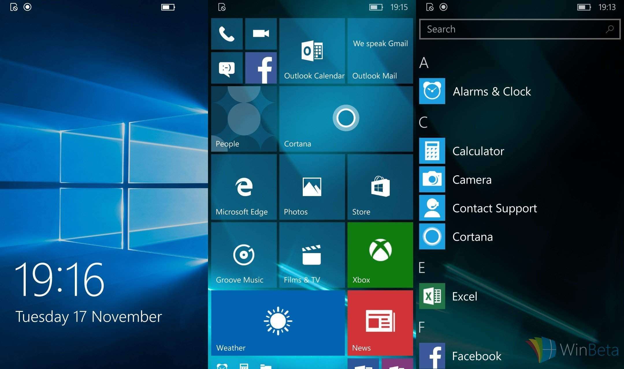 Скриншоты сборки Windows 10 Mobile Build 10586.11