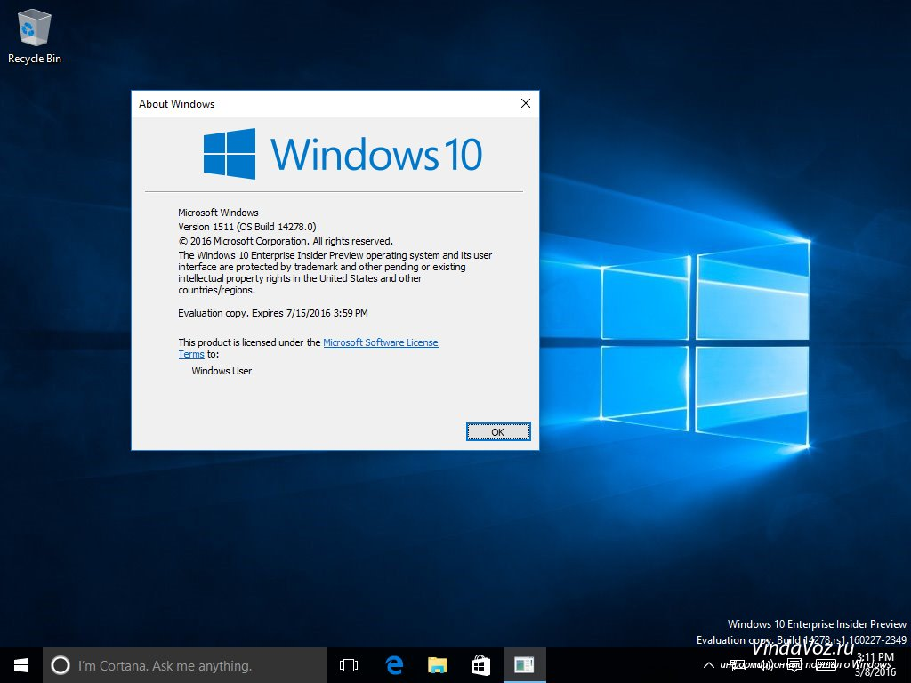 В сети оказалась сборка 14278 из внутренней ветки разработки Windows 10 Redstone