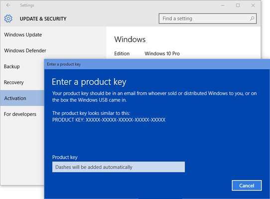 Для ручной активации Windows 10 можно будет использовать ключ от Windows 7, 8 или 8.1